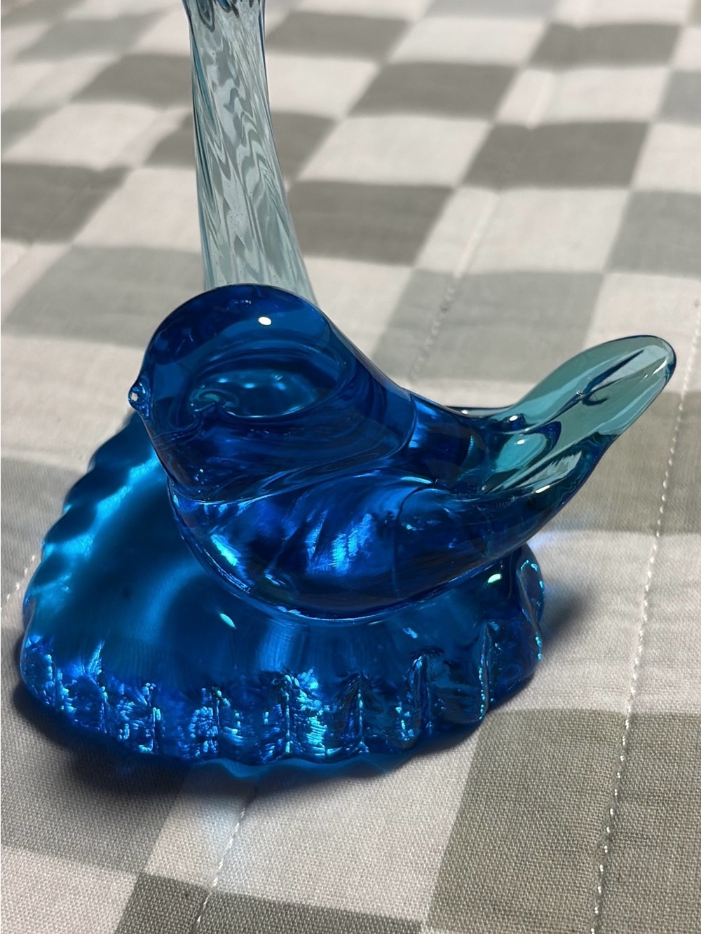 Blue Bird of Happiness Leo Ward Glass Bud Vase